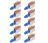 sourcing map Interrupteur bouton-poussoir DPDT 6 broche 1Position Verrouillage automatique Bleu DPDT 10Pcs