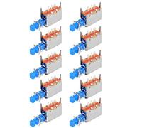sourcing map Interrupteur bouton-poussoir DPDT 6 broche 1Position Verrouillage automatique Bleu SPST 10Pcs