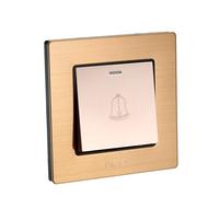 sourcing map Interrupteur bouton-poussoir sonnette Café Or Bouton Panneau Acier inoxydable AC 250V 16A