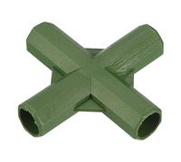 sourcing map Jardinage Cadre Connecteur 12mm Plastique Plat 4 Voie Tuyau Raccord Joint pour Plante Enjeux Clôture Auvent Pôle Construire Vert Paquet de 25