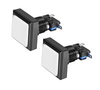 sourcing map Jeu Bouton Poussoir 44x44 Carré 12V LED Illuminé Bouton Poussoir Interrupteur avec Micro Interrupteur pour Arcade Vidéo Blanc 2Pcs