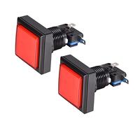 sourcing map Jeu Bouton Poussoir 44x44 Carré 12V LED Illuminé Bouton Poussoir Interrupteur avec Micro Interrupteur pour Arcade Vidéo Rouge 2Pcs