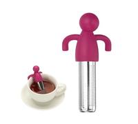 sourcing map Joli infuseur à thé en acier inoxydable avec poignée en silicone réutilisable à pores grossiers pour tasses à thé, théières, tasses, rose foncé