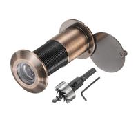 sourcing map Judas de porte, judas de porte avec foret de 26 mm pour porte d'entrée de 5,1 à 7,6 cm, grand angle de 200 degrés, couverture d'intimité inversée, rouge brossé