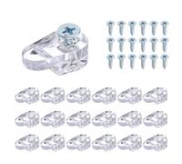 sourcing map Kit de Clips de Retenue en Verre avec Vis, Clip de Fixation de Panneau en Verre de 0,79 x 0,43 Pouces pour Fixer Armoires, Placards, Miroirs, Transparent, Lot de 20 Pièces
