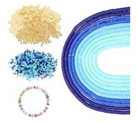 sourcing map Kit de fabrication de bracelets en argile polymère à 10 brins pour la fabrication de bijoux, avec perles d'espacement plates et rondes Heishi dorées pour fabrication de bracelets