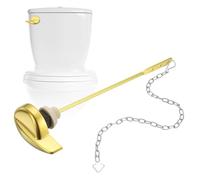 sourcing map Kit de remplacement de poignée de toilette en alliage de zinc avec chaînes à rabat en acier inoxydable, levier de chasse d'eau universel à montage avant, or brossé