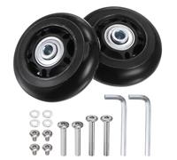 sourcing map Kit de réparation de roues de bagages de rechange 64 x 24 mm comprenant 2 roues à roulement en polyuréthane et rondelles, clés et vis d'essieu pour sac à roulettes, patins à roues