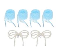 sourcing map Lacets plats en dentelle vintage avec ruban fantaisie, bleu, 2.6CM x 160CM