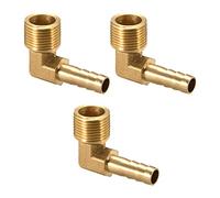 sourcing map Laiton Barbillon Raccord Tuyau 90° Coude 8 mm Barbelé à 3/8 PT Mâle Tuyau 3Pcs
