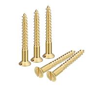 sourcing map Laiton Bois Vis, 10pcs M5 x 40mm Fente Entraînement Plat Tête Auto Taraudage Vis Tête Fraisée pour Travail Bois Meubles