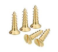 sourcing map Laiton Bois Vis, 20pcs M5 x 20mm Fente Entraînement Plat Tête Auto Taraudage Vis Tête Fraisée pour Travail Bois Meubles