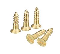 sourcing map Laiton Bois Vis, 25pcs M3.5 x 12mm Fente Emplacement Plat Tête Auto Taraudage Vis Tête Fraisée pour Travail Bois Meubles