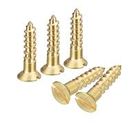 sourcing map Laiton Bois Vis, 40pcs M3.5 x 16mm Fente Emplacement Plat Tête Auto Taraudage Vis Tête Fraisée pour Travail Bois Meubles