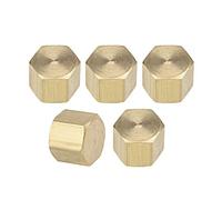sourcing map Laiton Cap 5pcs 1/8PT Femelle Tube Raccord Hexagonal Compression Arrêt Vanne Connecteur 11x11mm