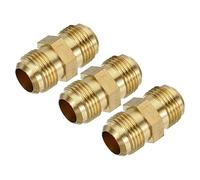 sourcing map Laiton Tube Coupleur, 1/2" Flare x 1/2" Flare Mâle Connecteur Pipe Couplage Raccord Union Gaz Adaptateur pour HVAC Climatisateur, Paquet de 3