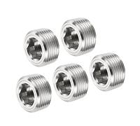 sourcing map Laiton Tuyau Bouchon 3/4" NPT Mâle Filetage Hexagonal Interne Tête Douille Raccord pour Eau Air Carburant Conduite Galvanisé Paquet 5