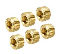 sourcing map Laiton Tuyau Bouchon 3/8" NPT Mâle Filetage Hexagonal Interne Tête Douille Raccord pour Eau Air Carburant Conduite Paquet 6