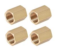 sourcing map Laiton Tuyau Raccord Connecteur Droit Hex Mamelon Accoupler G Femelle Filetage Doré G1/4 x G1/4 4Pcs