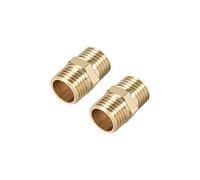 sourcing map Laiton Tuyau Raccord Connecteur Droit Hex Mamelon Coupleur Mâle Fil Doré G1/4 x G1/4 2Pcs