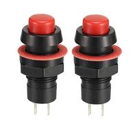 sourcing map Latching Type Mini Push Button Switch Green Round Button SPST NO