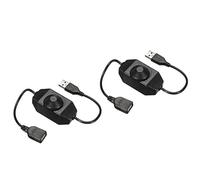 sourcing map LED Bande Gradateur Commutateur 5V CC USB Femelle à Mâle Rallonge Cordon avec Rotatif Commutateur Contrôleur pour LED Bandes Lumineuses, Noir Paquet de 2