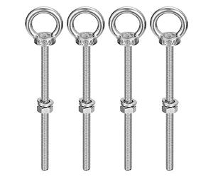 sourcing map Levage Œil Boulon, 4 Ensembles M6x100mm Œil Boulon avec Écrou Rondelle 304 Inox Acier Épaulement Levage Anneau Œil Boulon pour accrochage Article