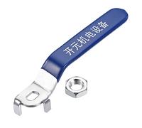 sourcing map Levier Poignée Fer Chrome Plaqué Rechange Quart Tour avec Plastique Poignée Bleu pour DN50 Vanne à bille