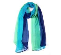 sourcing map Long Chiffon Poids léger Pente Couleur Écharpe Femmes Bleu vert Taille unique