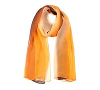 sourcing map Long Chiffon Poids léger Pente Couleur Écharpe Femmes Marron/Orange Taille unique