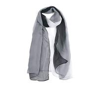 sourcing map Long Chiffon Poids léger Pente Couleur Écharpe Femmes Noir blanc Taille unique