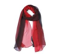sourcing map Long Chiffon Poids léger Pente Couleur Écharpe Femmes Rouge noir Taille unique