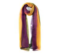 sourcing map Long Chiffon Poids léger Pente Couleur Écharpe Femmes Vert/jaune/violet Taille unique