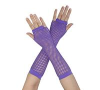 sourcing map Longueur femme en résille élastique Peineta Paire gants Violet Taille unique