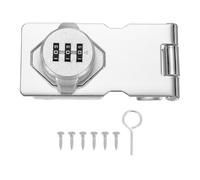 sourcing map Loquet rotatif à mot de passe, serrure à combinaison mécanique de 8,9 cm, loquet de sécurité rotatif sans clé pour porte d'abri de jardin, placard, salle de bain, extérieur - Argenté