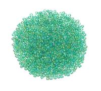 sourcing map Lot de 1 600 mini perles de rocaille en verre de 1,5 mm avec trou, intercalaires en vrac pour loisirs créatifs, faites à la main, vert AB