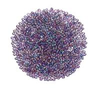 sourcing map Lot de 1 600 perles de rocaille en verre de 1,5 mm avec trou, perles d'espacement en vrac pour loisirs créatifs, faites à la main, violet AB