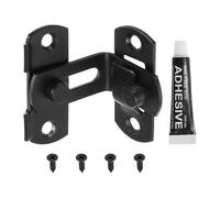 sourcing map Lot de 1 loquet à rabat de 5,1 cm en acier inoxydable à 90 degrés pour porte coulissante à angle droit incurvé pour grange, clôture, cage pour animaux domestiques, garage, fenêtre, noir