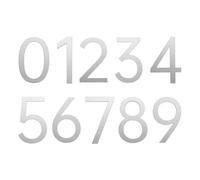 sourcing map Lot de 10 autocollants en acrylique avec numéros de maison de 0 à 9, 6,8 cm, pour bureau, hôtel, appartement, jardin, argent mat