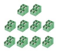 sourcing map Lot de 10 borniers à 2 positions à double rangée, 23,5 mm x 17,5 mm, 300 V 15 A, pas de 8,5 mm, PA66 pour fil 22-12 AWG, vert
