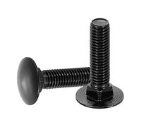 sourcing map Lot de 10 boulons de carrosserie M10 x 40 mm en acier inoxydable 18-8 (304) à tête ronde et à col carré, vis en oxyde noir pour accessoires de fixation - Noir