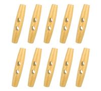 sourcing map Lot de 10 boutons à bascule en bois de 80 mm à 2 trous en forme d'olive pour couture, manteaux, vêtements, accessoires décoratifs, couleur bois