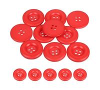 sourcing map Lot de 10 boutons à coudre ronds à 4 trous en résine épaisse pour travaux manuels et décoration de vêtements, 28 mm, rouge