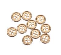 sourcing map Lot de 10 boutons à coudre ronds en métal de 10 mm à 4 trous pour costumes, chemises, manteaux, vêtements, décoration et loisirs créatifs, doré