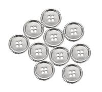 sourcing map Lot de 10 boutons à coudre ronds en métal de 23 mm à 4 trous pour costumes, chemises, manteaux, vêtements - Boutons à coudre pour décoration et loisirs créatifs - Argenté