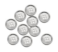 sourcing map Lot de 10 boutons à coudre ronds en métal de 25 mm à 4 trous pour costumes, chemises, manteaux, vêtements - Boutons à coudre pour décoration et loisirs créatifs - Argenté