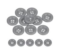 sourcing map Lot de 10 boutons à coudre ronds en résine épaisse à 4 trous pour vêtements, loisirs créatifs, décoration - Gris - 15 mm