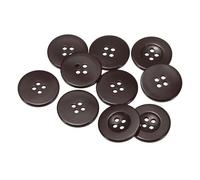 sourcing map Lot de 10 boutons à coudre ronds et plats en résine 4 trous pour manteaux, couture, vêtements et bricolage, 25 mm, marron foncé