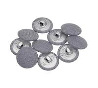 sourcing map Lot de 10 boutons à coudre ronds recouverts de tissu avec tige en métal pour costumes, robes, chemisiers, 18 mm, gris