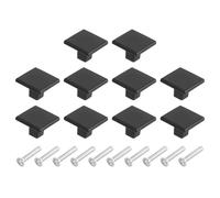 sourcing map Lot de 10 boutons d'armoire carrés de 3,1 cm en alliage d'aluminium solide pour armoires de cuisine, chambre à coucher, commode, armoire, noir